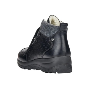 Ghete dama negru casual piele naturala impermeabile imblanite cu talpa joasa Rieker L7148-00-Negru