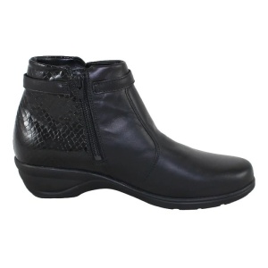 Ghete dama negru casual piele naturala lacuita cu talpa joasa Waldlaufer 305805-203-001-Haga-Negru