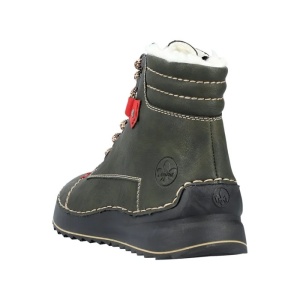 Ghete dama verde casual piele ecologica imblanite cu talpa joasa Rieker 51545-54-Verde