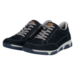 Pantofi barbati albastru casual piele naturala cu talpa joasa Rieker 15900-14-Albastru