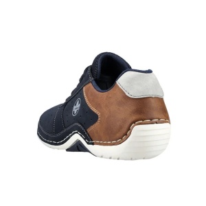 Pantofi barbati albastru inchis casual piele ecologica cu talpa joasa Rieker 07506-14-Albastru-Inchis