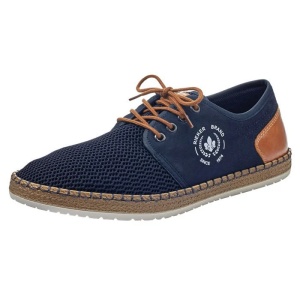 Pantofi barbati albastru inchis casual piele ecologica cu talpa joasa Rieker B5249-14-Albastru-Inchis