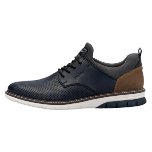 Pantofi barbati, albastru inchis, casual, piele naturala, cu talpa joasa, Rieker 14450-15-Albastru-Inchis