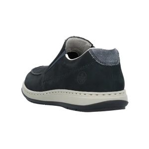 Pantofi barbati albastru inchis casual piele naturala cu talpa joasa Rieker 17359-14-Albastru-Inchis