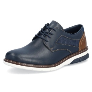 Pantofi barbati albastru inchis casual piele naturala cu talpa joasa Rieker 14416-14-Albastru-Inchis