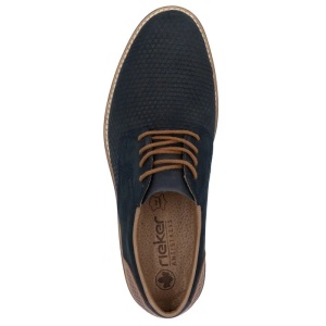 Pantofi barbati albastru inchis casual piele naturala cu toc Rieker 13509-14-Albastru-Inchis