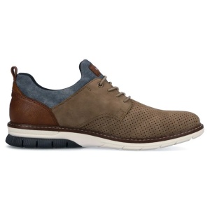 Pantofi barbati bej casual piele ecologica si textil cu talpa joasa Rieker 14450-64-Bej