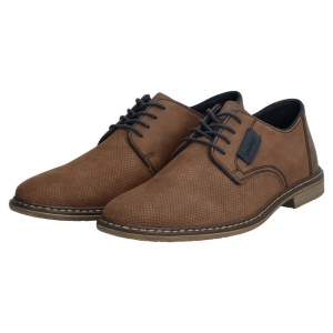 Pantofi barbati maro casual piele naturala cu toc Rieker 13439-24-Maro