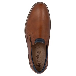 Pantofi barbati maro casual piele naturala cu toc Rieker 13557-24-Maro