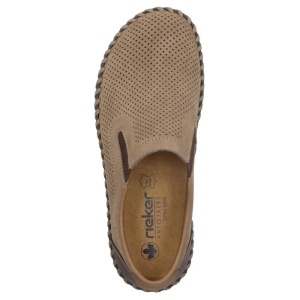 Pantofi barbati maro casual piele naturala perforati cu talpa joasa Rieker B2460-25-Maro
