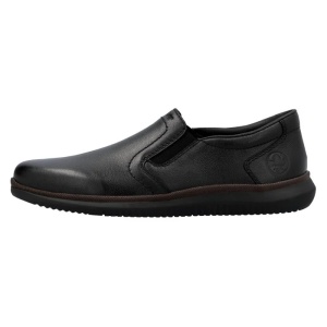 Pantofi barbati, negru, casual, piele naturala, cu talpa joasa, Rieker 10450-00-Negru