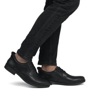 Pantofi barbati negru casual piele naturala cu toc Rieker 10353-00-Negru