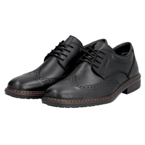 Pantofi barbati negru casual piele naturala cu toc Rieker 17620-00-Negru
