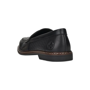 Pantofi barbati negru casual piele naturala perforati cu toc Rieker 13470-00-Negru