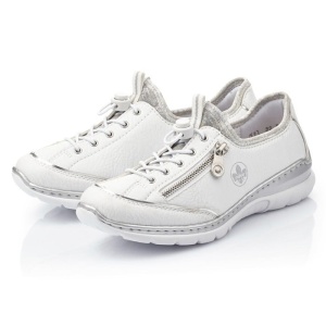 Pantofi dama alb casual piele ecologica cu talpa joasa Rieker L32P2-80-Alb