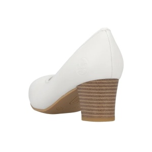 Pantofi dama alb casual piele naturala cu toc Rieker 44650-80-Alb