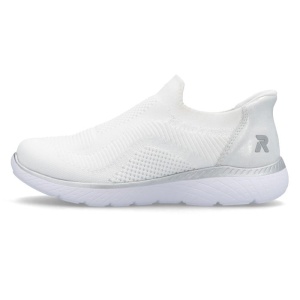 Pantofi dama, alb, sport, textil, cu talpa joasa, Rieker M5072-80-Alb