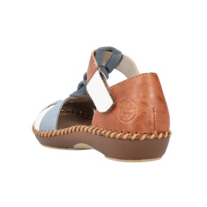 Pantofi dama albastru casual piele ecologica cu talpa joasa Rieker M1665-90-Albastru