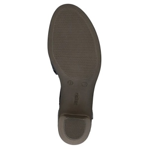 Pantofi dama albastru casual piele naturala perforati cu toc Rieker 40902-14-Albastru