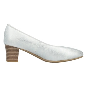 Pantofi dama argintiu casual piele ecologica cu toc Rieker 44650-90-Argintiu