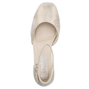 Pantofi dama auriu eleganti piele ecologica cu toc Rieker 44762-91-Auriu