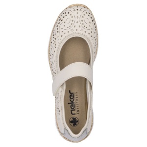 Pantofi dama bej casual piele ecologica cu talpa joasa Rieker N4299-60-Bej
