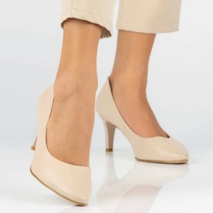 Pantofi dama bej eleganti piele naturala cu toc Filippo DP4427-23-BE-Bej