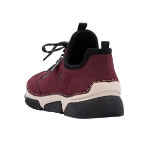 Pantofi dama bordo casual piele ecologica cu talpa joasa Rieker 45973-36-Bordo