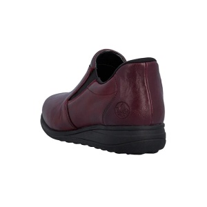 Pantofi dama bordo casual piele naturala cu talpa joasa Rieker 47253-35-Bordo