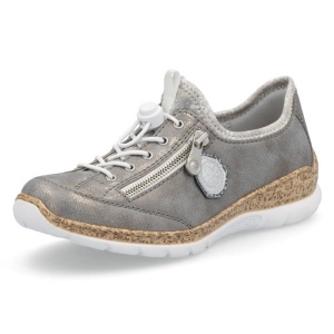 Pantofi dama gri casual piele ecologica cu talpa joasa Rieker N4263-40-Gri