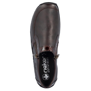 Pantofi dama maro casual piele naturala cu talpa joasa Rieker L1773-25-Maro