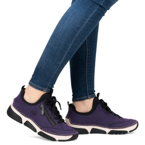 Pantofi dama mov casual piele ecologica cu talpa joasa Rieker 45973-30-Mov