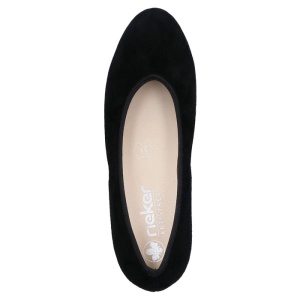 Pantofi dama negru casual piele intoarsa cu toc Rieker 44650-03-Negru