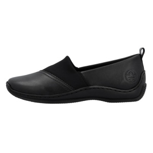 Pantofi dama, negru, casual, piele naturala, cu talpa joasa, Rieker L1790-00-Negru