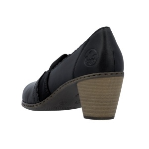 Pantofi dama negru casual piele naturala cu toc Rieker 40911-00-Negru