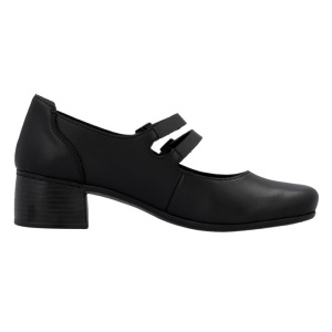Pantofi dama negru casual piele naturala cu toc Rieker 41651-00-Negru