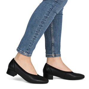 Pantofi dama negru casual piele naturala cu toc Rieker 43452-00-Negru