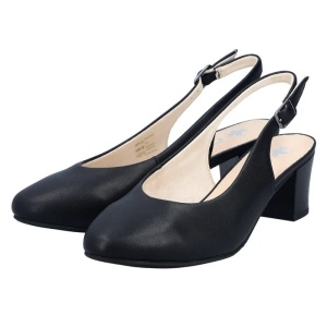 Pantofi dama negru casual piele naturala cu toc Rieker 44651-00-Negru