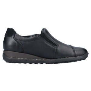 Pantofi dama negru casual piele naturala impermeabili cu talpa joasa Rieker 44265-00-Negru