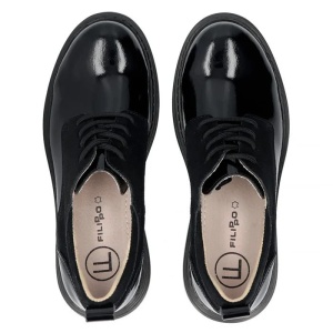 Pantofi dama negru casual piele naturala lacuita cu platforma Filippo DP6123-24-BK-Negru