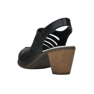 Pantofi dama negru casual piele naturala perforati cu toc Rieker 40959-00-Negru