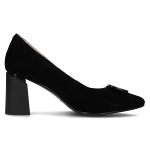 Pantofi dama negru eleganti piele intoarsa cu toc Filippo DP6176-24-BK-SU-Negru