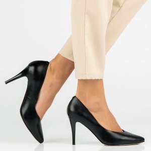 Pantofi dama negru eleganti piele naturala cu toc Filippo DP4428-23-BK-Negru