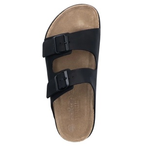 Papuci barbati negru casual piele naturala cu talpa groasa Rieker 21190-00-Negru