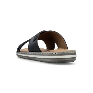 Papuci barbati negru casual piele naturala cu talpa joasa Rieker 21082-00-Negru
