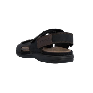 Sandale barbati negru casual piele naturala cu talpa joasa Rieker 25561-00-Negru