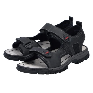 Sandale barbati negru sport piele ecologica cu talpa joasa Rieker 25055-00-Negru