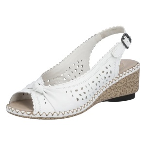 Sandale dama alb casual piele naturala perforate cu platforma Rieker 66176-81-Alb
