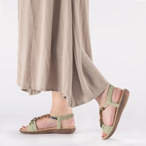 Sandale dama verde casual piele ecologica cu talpa joasa Rieker V7568-52-Verde