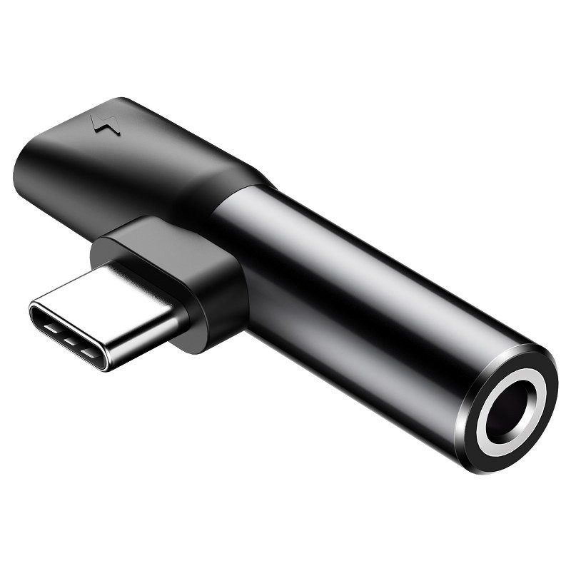spark Permeability Grandpa Adaptor Audio Baseus USB-C la Mini Jack 3.5mm + USB-C (negru)